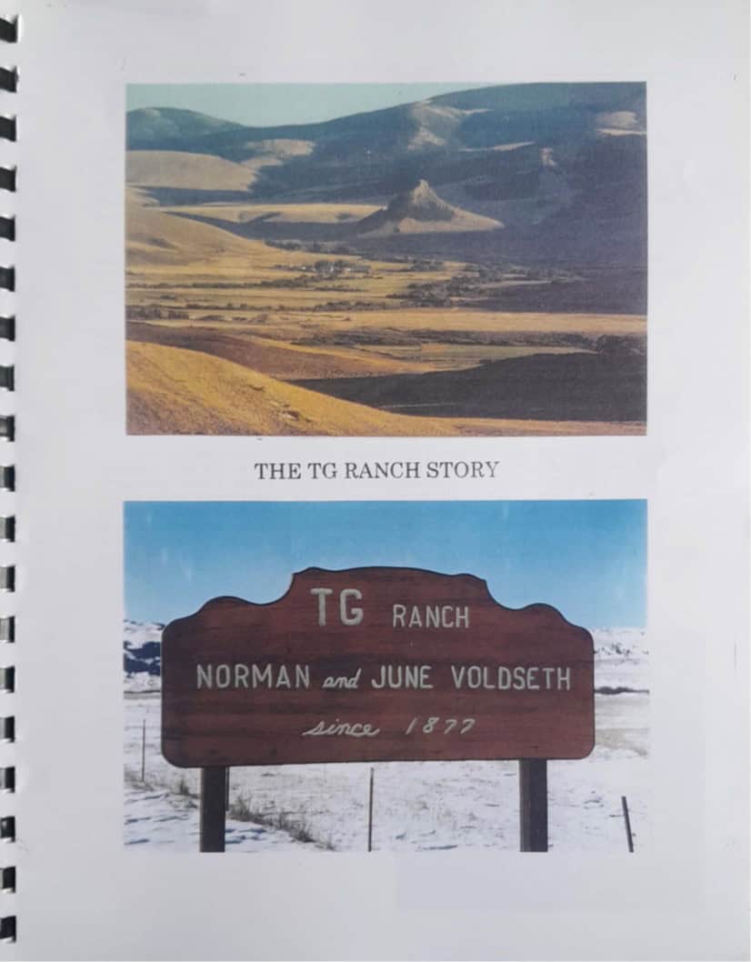 THe front page of the family history of the Voldseth family, who owns the original Grande ranch.