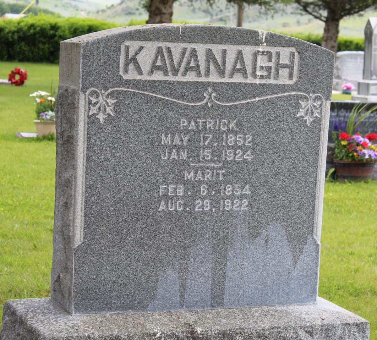 The grave marker for Marit and her husband Patrick Kavanagh, in Lennep.